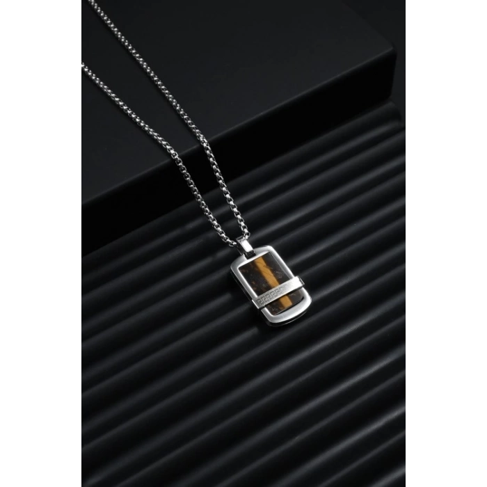 Ferro Gümüş ve Kahverengi Çelik Erkek Takı FRJ10051-A4