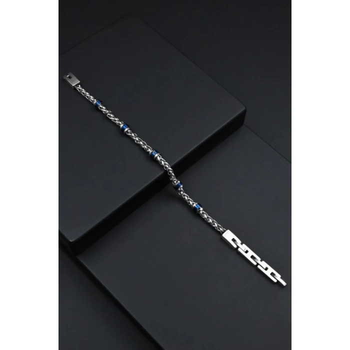 Ferro Gümüş ve Lacivert Çelik Erkek Takı FRJ10041-L