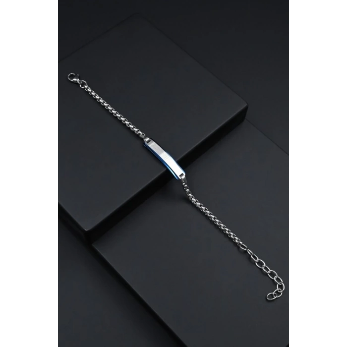 Ferro Gümüş ve Lacivert Çelik Erkek Takı FRJ10043-L