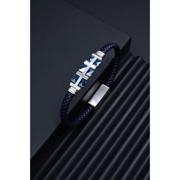 Ferro Gümüş ve Lacivert Çelik Erkek Takı FRJ10059-L