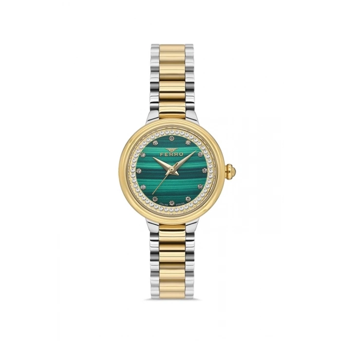 Ferro Gümüş ve Sarı Çelik Kordon Kadın Kol Saati FL21493A-D6 3ATM Su Geçirmez 2 Yıl Garantili