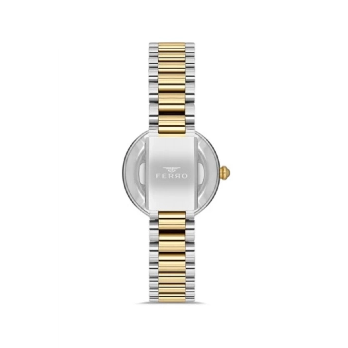Ferro Gümüş ve Sarı Çelik Kordon Kadın Kol Saati FL21493A-D6 3ATM Su Geçirmez 2 Yıl Garantili