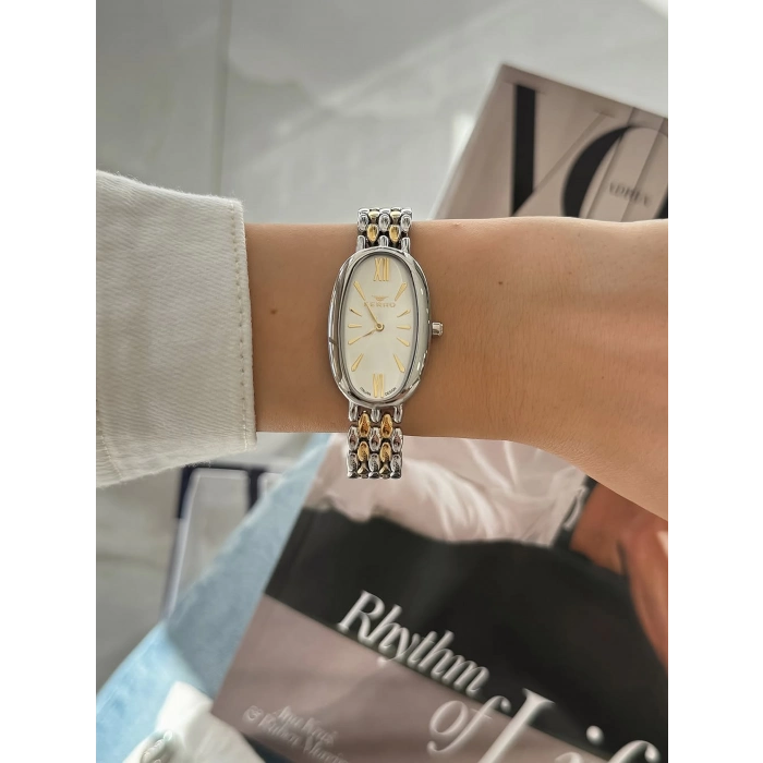 Ferro Gümüş ve Sarı Çelik Kordon Kadın Kol Saati FL21510A-D 3ATM Su Geçirmez 2 Yıl Garantili