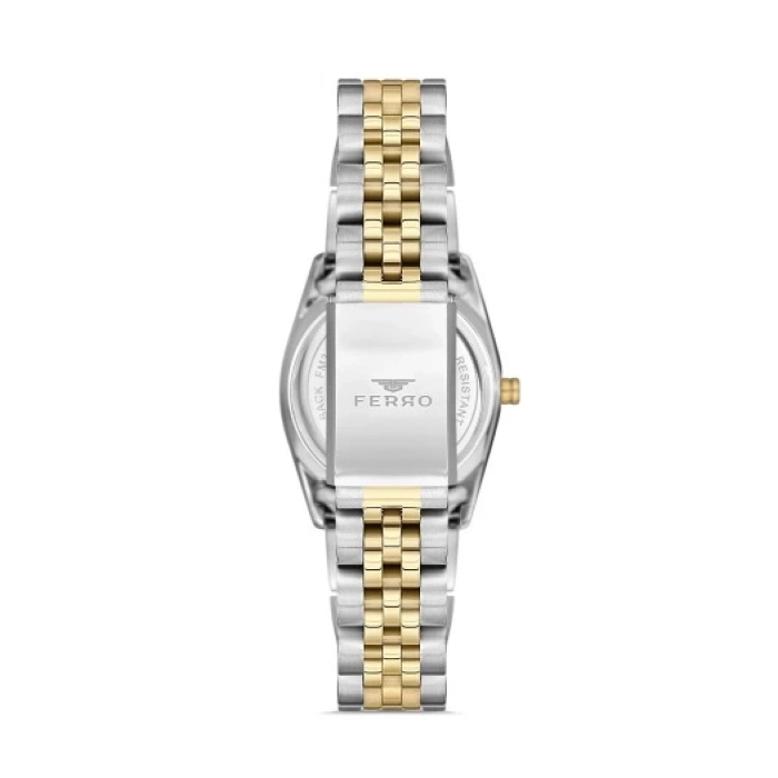 Ferro Gümüş ve Sarı Çelik Kordon Kadın Kol Saati FL21519A-D6 3 ATM Su Geçirmez 2 Yıl Garantili