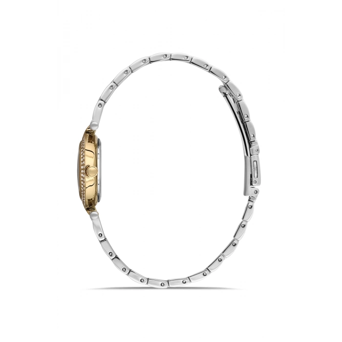 Ferro Gümüş ve Sarı Çelik Kordon Kadın Kol Saati FL21608AWT-D6 3ATM Su Geçirmez 2 Yıl Garantili