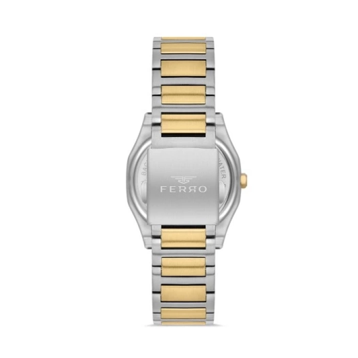 Ferro Gümüş ve Sarı Çelik Kordon Kadın Kol Saati FL40128A-D 3ATM Su Geçirmez 2 Yıl Garantili