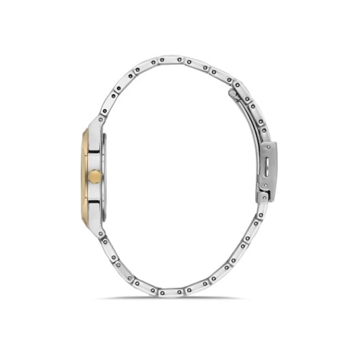 Ferro Gümüş ve Sarı Çelik Kordon Kadın Kol Saati FL40128A-D 3ATM Su Geçirmez 2 Yıl Garantili