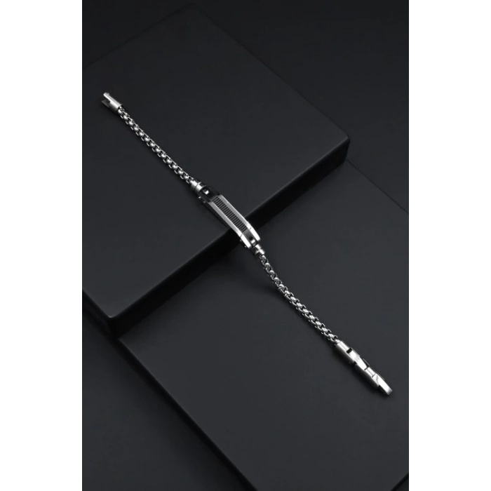 Ferro Gümüş ve Siyah Çelik Erkek Takı FRJ10037-J