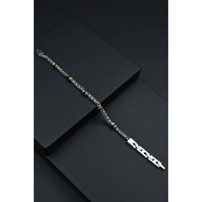 Ferro Gümüş ve Siyah Çelik Erkek Takı FRJ10041-D