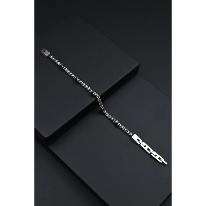 Ferro Gümüş ve Siyah Çelik Erkek Takı FRJ10041-J