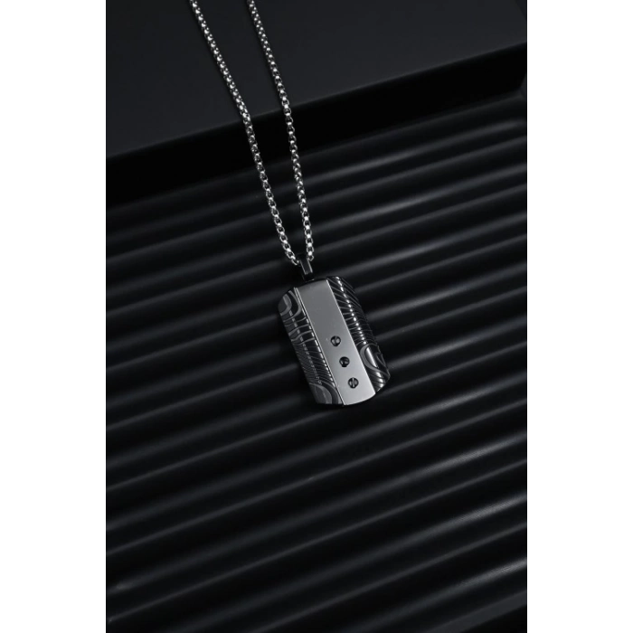 Ferro Gümüş ve Siyah Çelik Erkek Takı FRJ10049-J