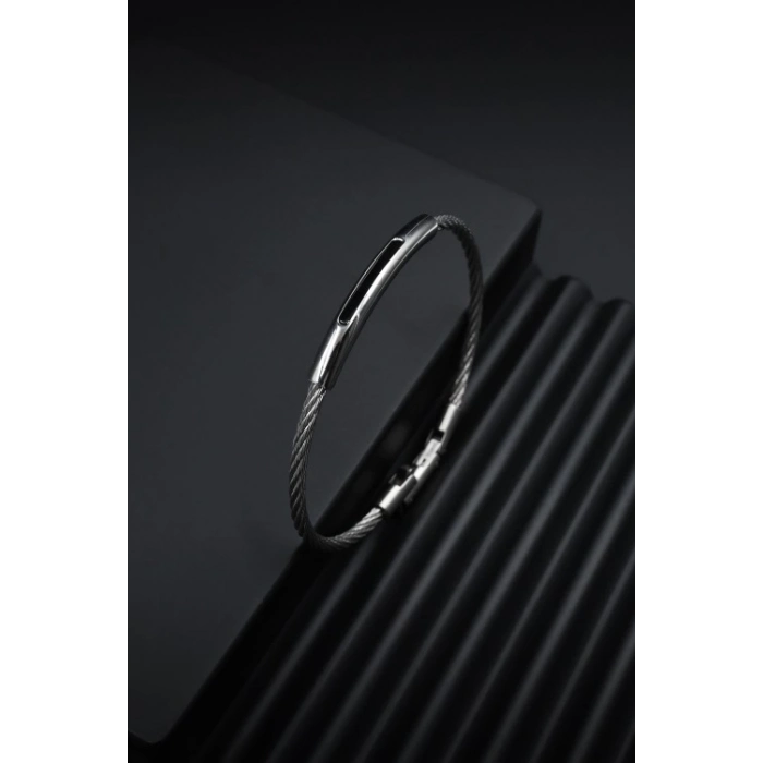 Ferro Gümüş ve Siyah Çelik Erkek Takı FRJ10057-J