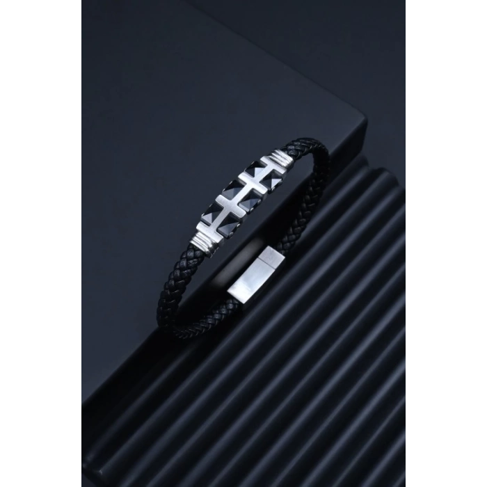 Ferro Gümüş ve Siyah Çelik Erkek Takı FRJ10059-J