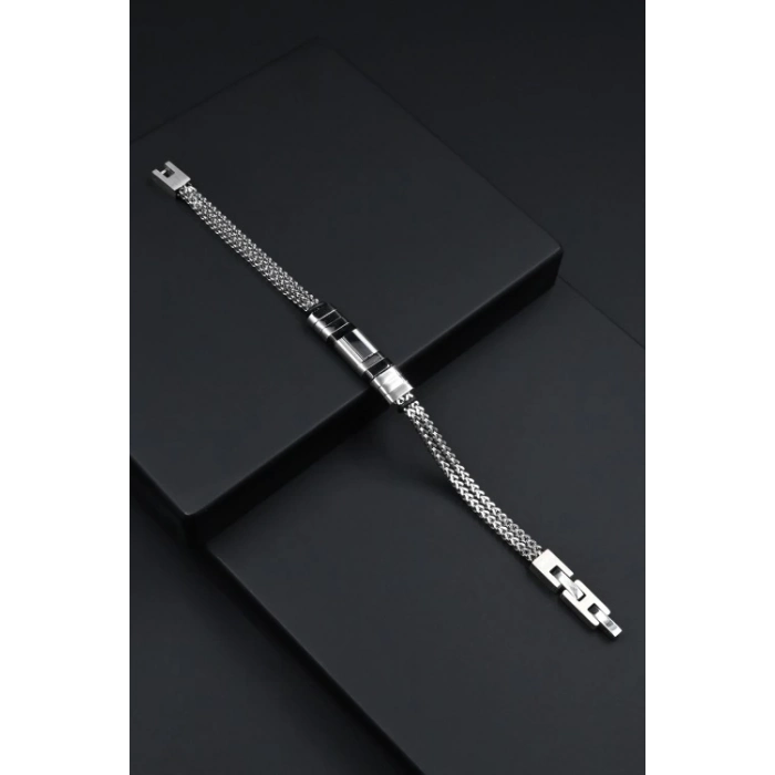 Ferro Gümüş ve Siyah Çelik Erkek Takı FRJ10062-J