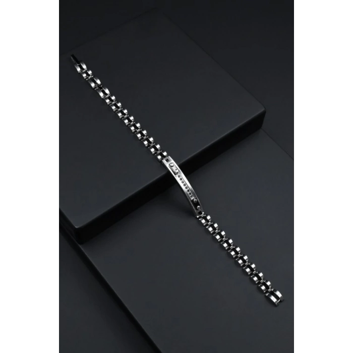 Ferro Gümüş ve Siyah Çelik Erkek Takı FRJ10070-J