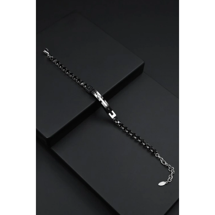 Ferro Gümüş ve Siyah Çelik Erkek Takı FRJ10093-J