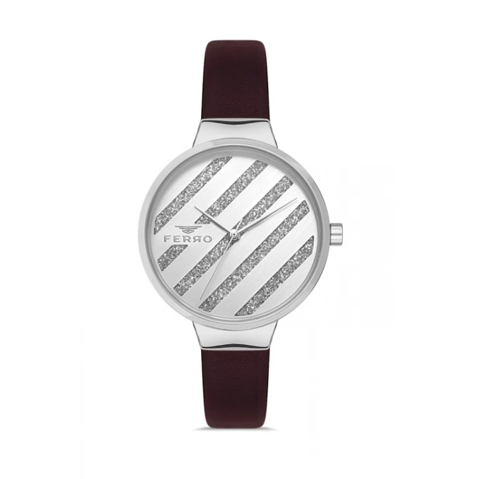 Ferro Kahverengi Deri Kordon Kadın Kol Saati F21153B-K2 3ATM SuGeçirmez 2 YılGarantili HediyePaketli