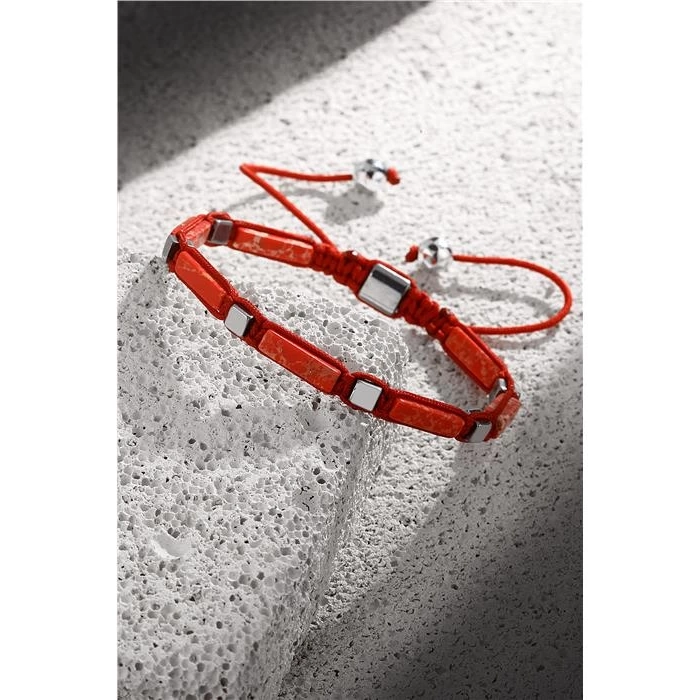 Ferro Red Natural Stone Mens Bracelet FRJ11253-1353-K
