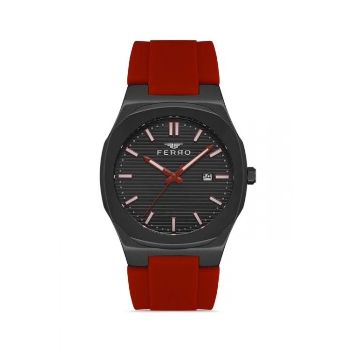 Ferro Kırmızı Silikon Kordon Erkek Kol Saati F11340D-ZK 3ATM SuGeçirmez 2 YılGarantili HediyePaketli
