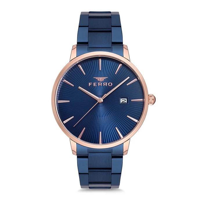 Ferro Lacivert Çelik Kordon Erkek Kol Saati F1924A-T