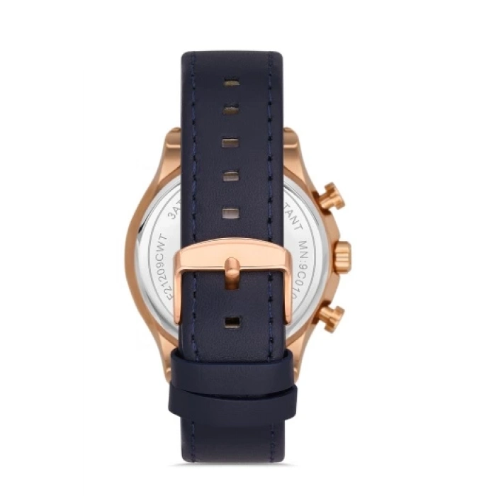 Ferro Navy Blue Leather Band Mens Wristwatch FM11105B-T