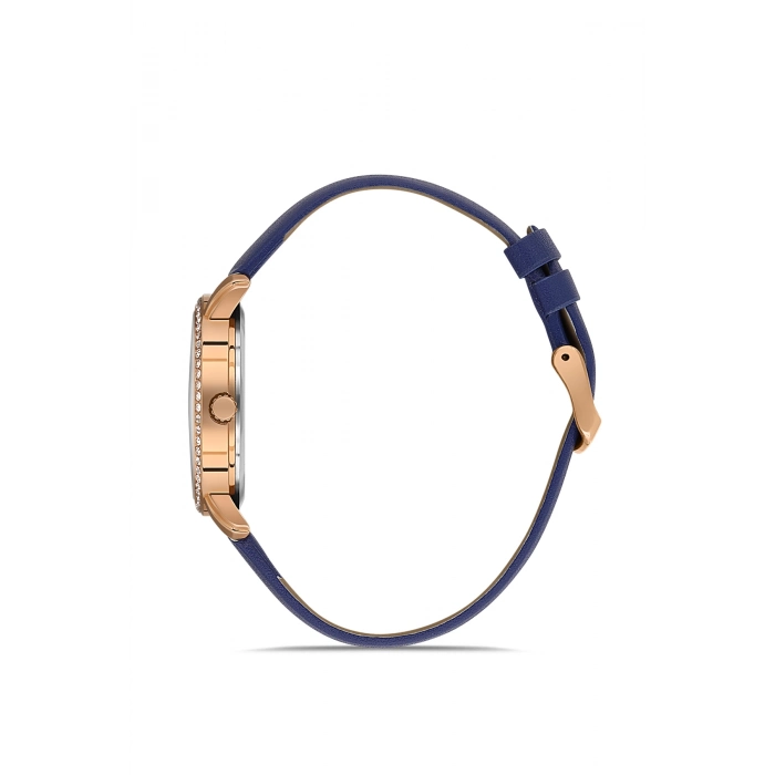 Ferro Lacivert Deri Kordon Kadın Kol Saati FL21264B-T 3ATM Su Geçirmez 2 Yıl Garantili HediyePaketli