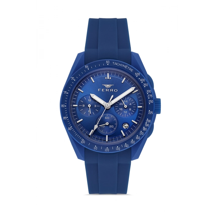 Ferro Lacivert Silikon Kordon Kol Saati FM11401D-H Fonksiyonları Aktif 3ATM Su Geçirmez HediyePaket