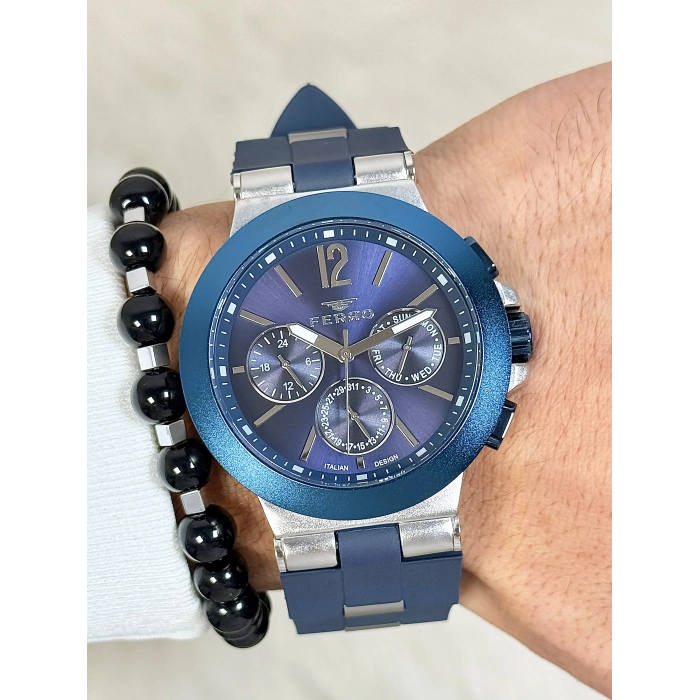 Ferro Lacivert Silikon Kordon Erkek Kol Saati FM11539DWT-L3 Fonksiyonları Aktif 3ATM Su Geçirmez