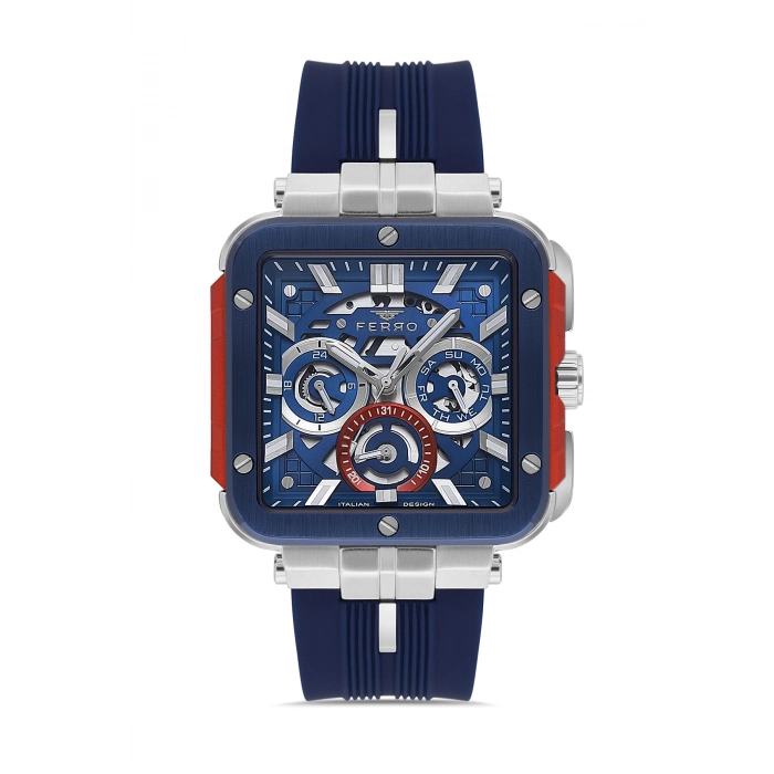 Ferro Lacivert Silikon Kordon Erkek Kol Saati FM11572DWT-L3 Fonksiyonları Aktif 3 ATM Su Geçirmez