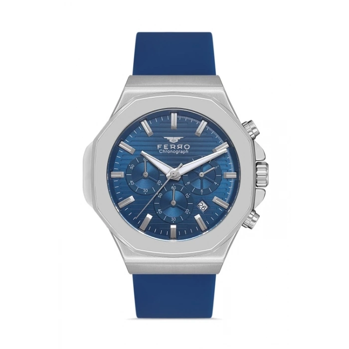 Ferro Navy Blue Silicone Band Mens Wristwatch FM31348D-L3