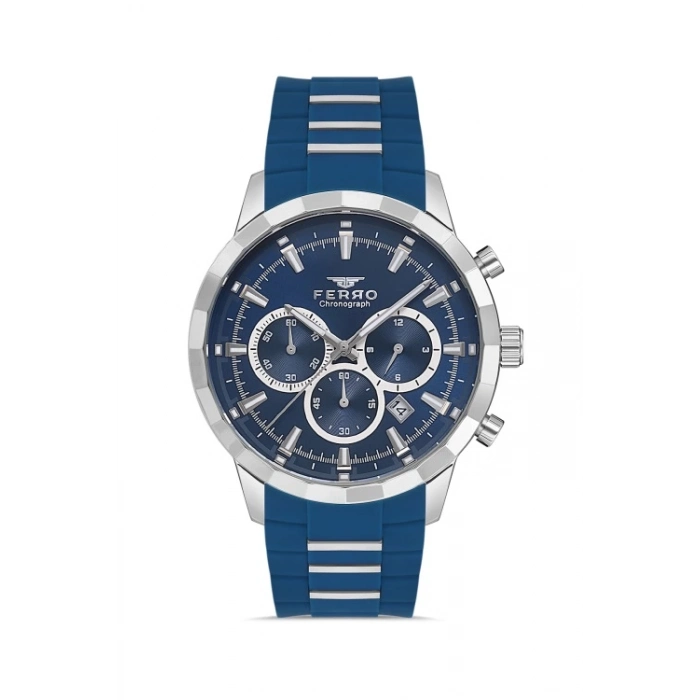 Ferro Lacivert Silikon Kordon Erkek Kol Saati FM31360D-L3 Fonksiyonları Aktif 3 ATM Su Geçirmez