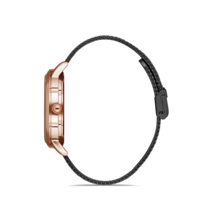 Ferro Black and Rose Mesh Strap Mens Wristwatch F11050C-1117-R2