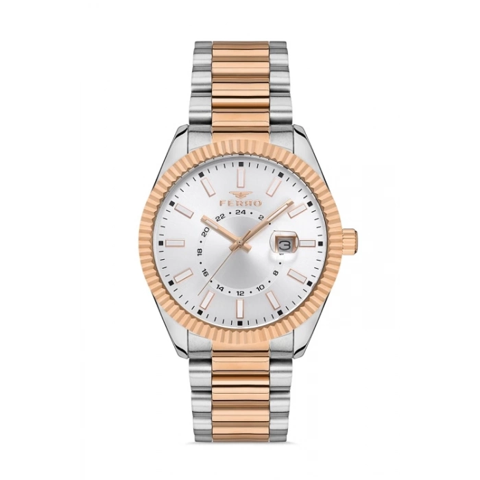 Ferro Rose Çelik Kordon Erkek Kol Saati F11288A-E 3 ATM Su Geçirmez 2 Yıl Garantili Hediye Paketli