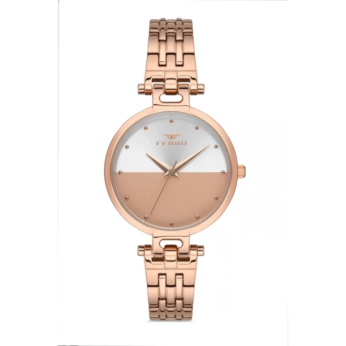 Ferro Rose Çelik Kordon Kadın Kol Saati F21203A-C4 3ATM Su Geçirmez 2 Yıl Garantili HediyePaketli