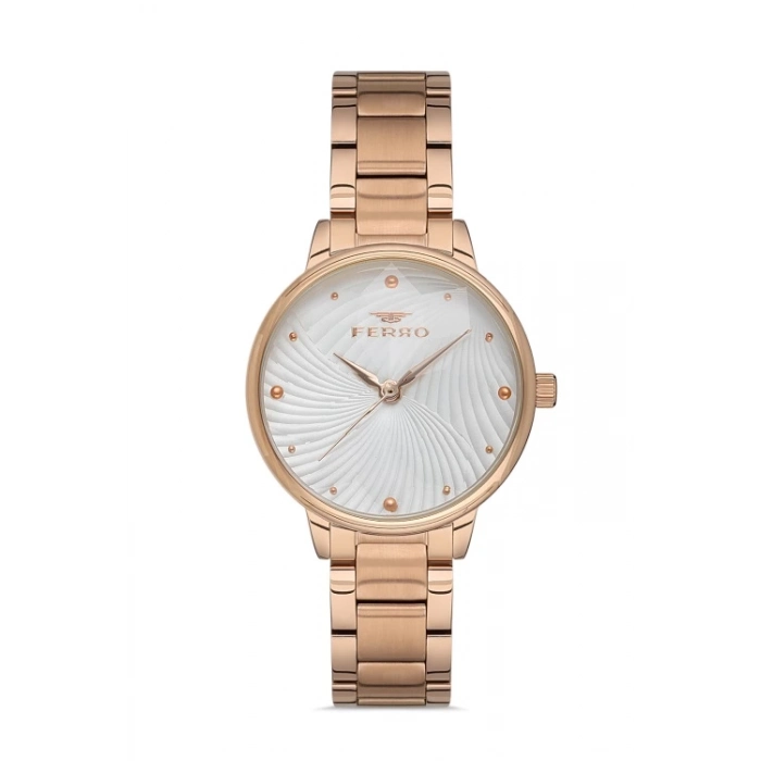 Ferro Rose Çelik Kordon Kadın Kol Saati F40093A-C 3ATM Su Geçirmez 2 Yıl Garantili HediyePaketli