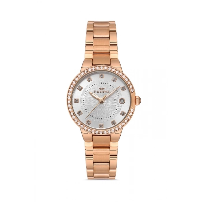 Ferro Rose Çelik Kordon Kadın Kol Saati FL21349A-C 3ATM Su Geçirmez 2 Yıl Garantili HediyePaketli