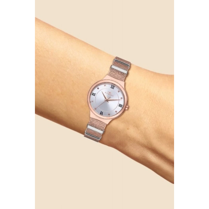 Ferro Rose and Silver Mesh Strap Womens Wristwatch F21070C-1135-C