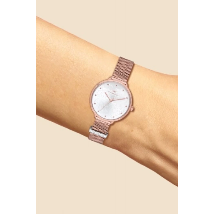 Ferro Rose Hasır Kordon Kadın Kol Saati F21087C-C 3ATM Su Geçirmez 2 Yıl Garantili HediyePaketli