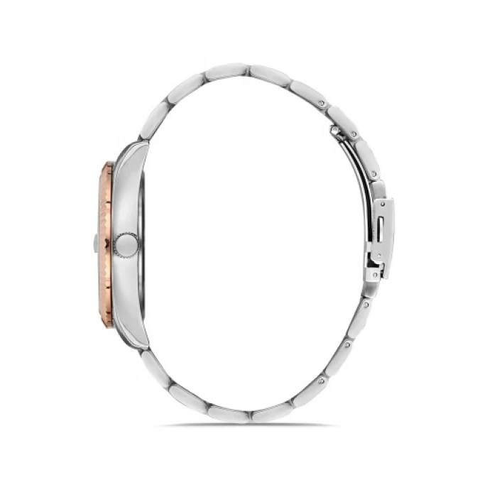 Ferro Rose ve Gümüş Çelik Kordon Erkek Kol Saati F11211A-E2 3 ATM Su Geçirmez 2 Yıl Garantili