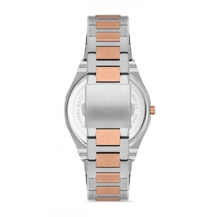 Ferro Rose ve Gümüş Çelik Kordon Erkek Kol Saati F40092A-E 3ATM Su Geçirmez 2 Yıl Garantili