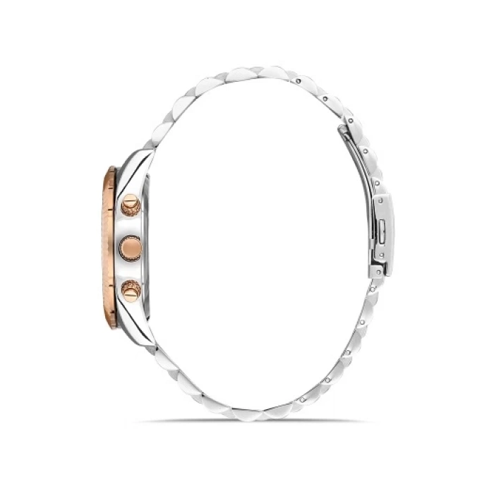 Ferro Rose ve Gümüş Çelik Kordon Erkek Kol Saati FM31289A-E3 Fonksiyonları Aktif 3 ATM Su Geçirmez