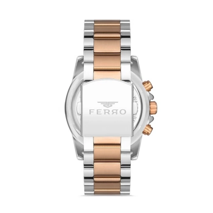 Ferro Rose and Silver Steel Strap Mens Wristwatch FM31300A-E3