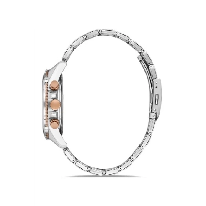 Ferro Rose and Silver Steel Strap Mens Wristwatch FM31300A-E3