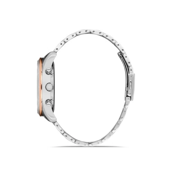 Ferro Rose and Silver Steel Strap Mens Wristwatch FM31920A-E