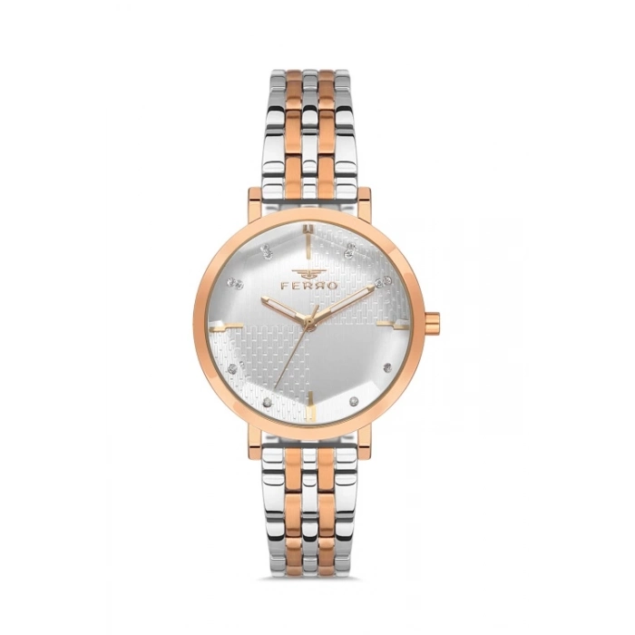 Ferro Rose and Silver Steel Strap Womens Wristwatch FL21252A-E