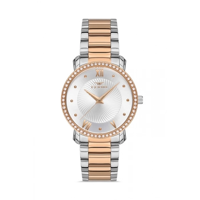 Ferro Rose and Silver Steel Strap Womens Wristwatch FL21261A-E
