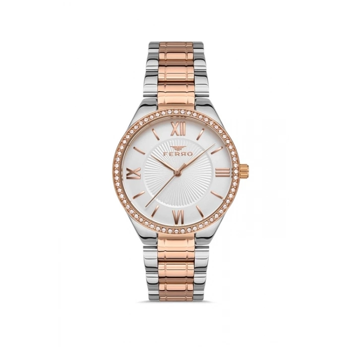 Ferro Rose and Silver Steel Strap Womens Wristwatch FL21262A-E
