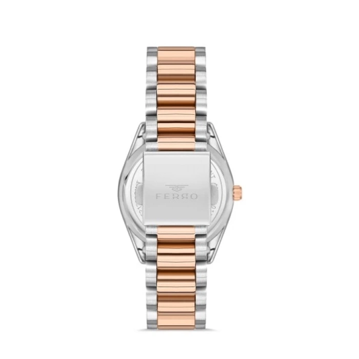 Ferro Rose ve Gümüş Çelik Kordon Kadın Kol Saati FL21263A-E 3ATM Su Geçirmez 2 Yıl Garantili