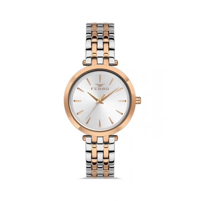 Ferro Rose and Silver Steel Strap Womens Wristwatch FL21331A-E