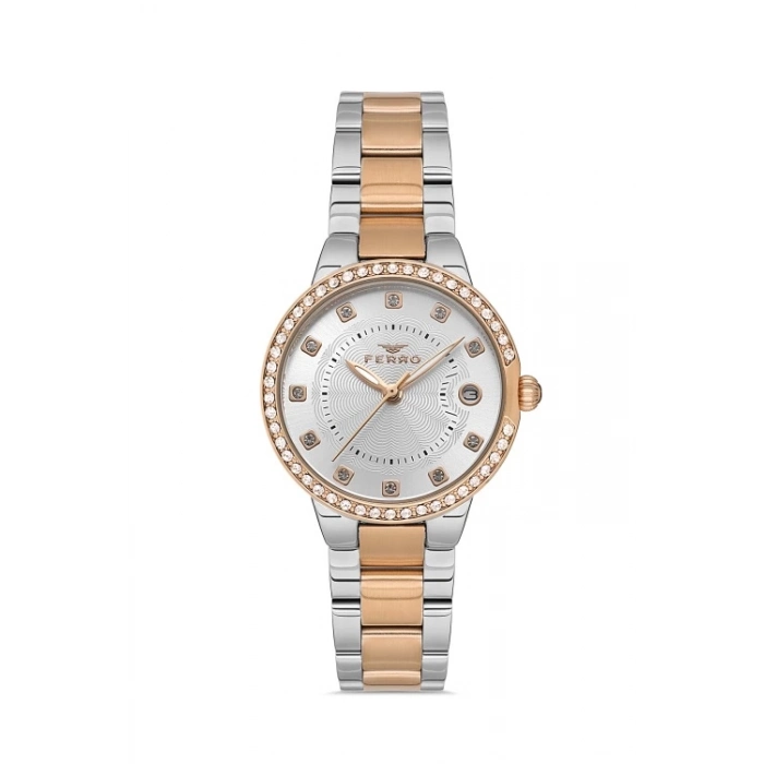 Ferro Rose and Silver Steel Strap Womens Wristwatch FL21349A-E